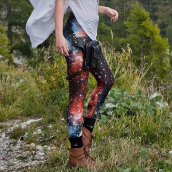 Blackmilk Red Galaxy Leggings Size S